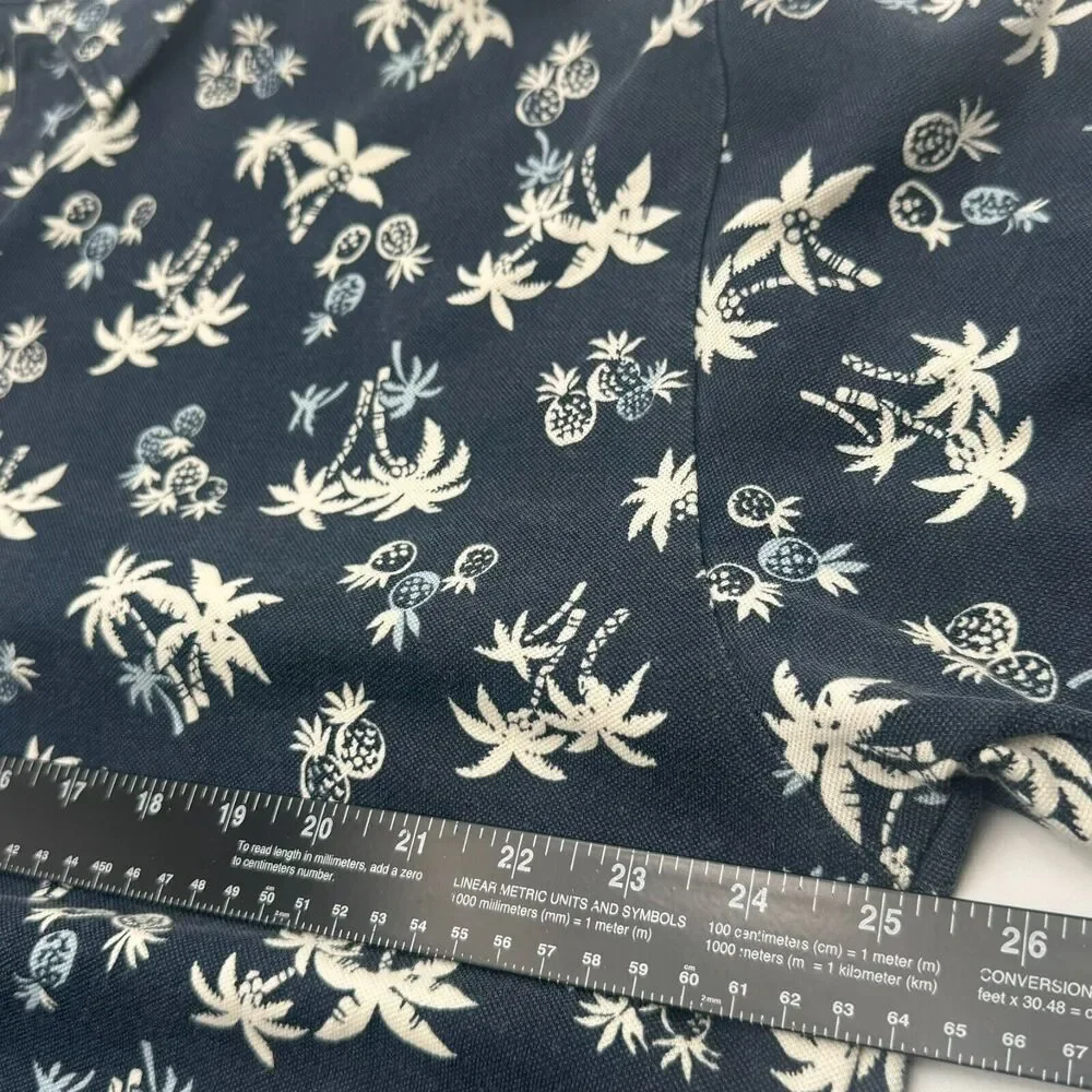 POLO RALPH LAUREN Men's XL Blue White Hawaiian Tropical Pineapple Polo‎ Shirt